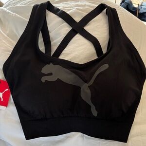 NWT Puma Women's Black and Gray Sports Bra